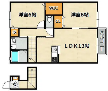 フレッツァ神戸山田B棟【208号室】の間取り