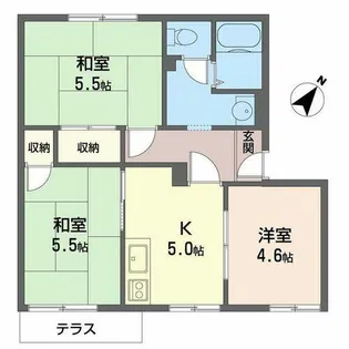 ハイツ曽根【0203号室】の間取り