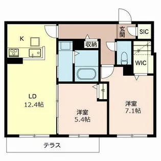 ユジーヌ貴崎【0103号室】の間取り