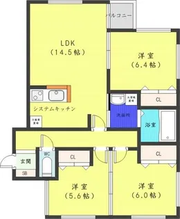 ライズ伏見【4階】の間取り