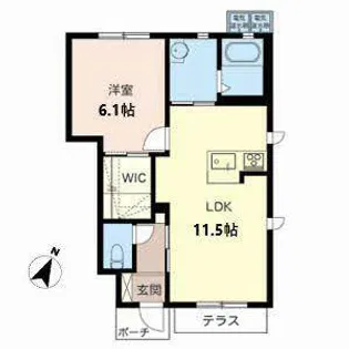 ウェアハウス【0105号室】の間取り