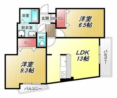 グラン ソレイユ(高安北)【2階】の間取り