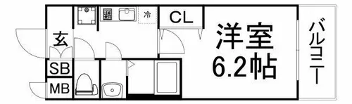 プレサンス上町台夕陽丘【1階】の間取り