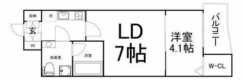 ミュプレ北浜EAST【1304号室】の間取り