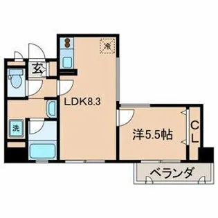 リッツ中央【505号室】の間取り