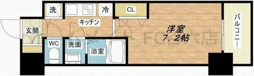 プランドール北浜【13階】の間取り
