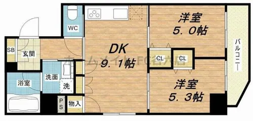 JINEVER上本町【6階】の間取り