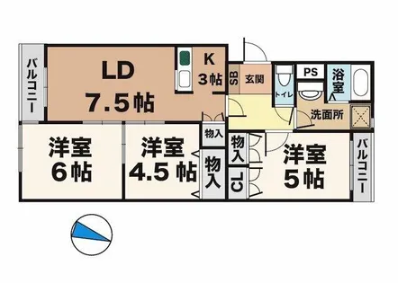 コーポ大津和【1階】の間取り