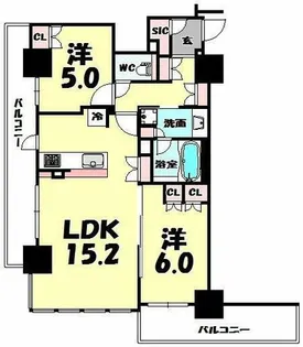 ブランズタワー・ウェリス心斎橋SOUTH【17階】の間取り