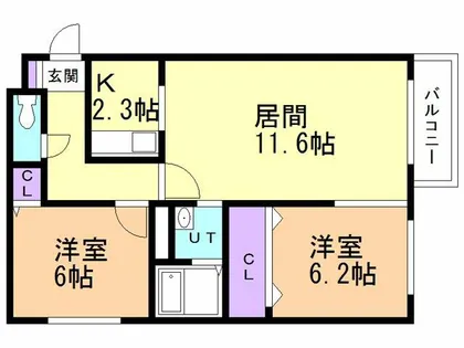 プレジャー室蘭駅前【201号室】の間取り