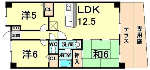レヴィール甲陽園【1階】の間取り