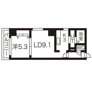 Space北3条【9階】の間取り
