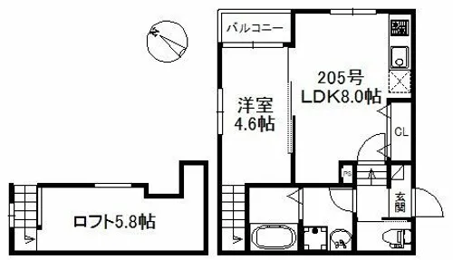 ウィンクルム・CREST【2階】の間取り