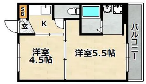 ヴィラナリー雲雀ケ丘【308号室】の間取り