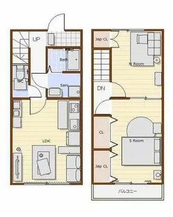 愛知県一宮市木曽川町外割田字摺鉢【テラスハウス】の間取り