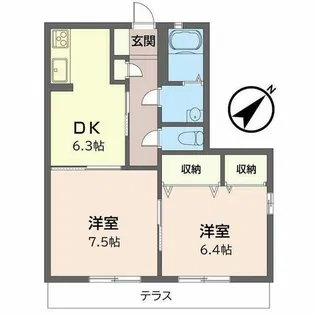 オークアレイ渡辺【1階】の間取り