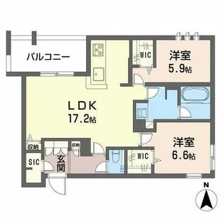 シャーメゾン アールズコート【0205号室】の間取り