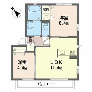 クレセオ住吉【0201号室】の間取り