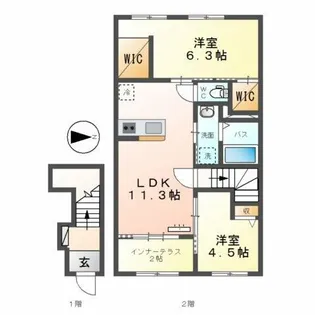 仮)四箇1丁目新築賃貸アパート【2階】の間取り