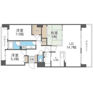 ダイアパレス大通南【9階】の間取り