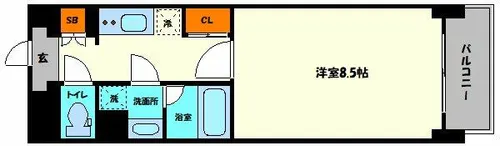 アスヴェル心斎橋東Ⅱ【3階】の間取り