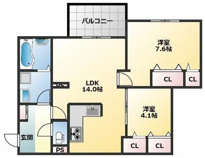 ウエスタンハイツ19【102号室】の間取り
