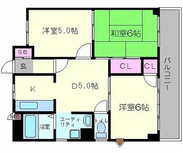 フローライト桜川【6階】の間取り