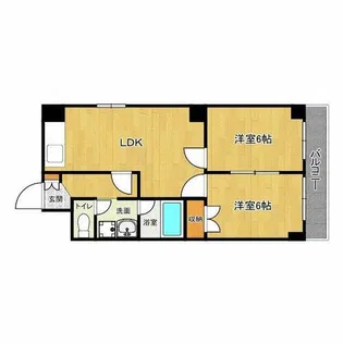 メゾンドリュウ通天閣【2階】の間取り