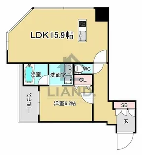 KDXレジデンス大濠ハーバービュータワー【2007号室】の間取り