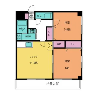 2LDKの間取り画像