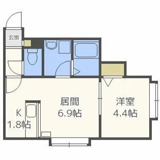 ヴィラージュ手稲本町【102号室】の間取り