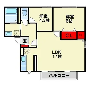 サラダ村 C棟【202号室】の間取り
