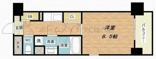 アスヴェル心斎橋東Ⅱ【3階】の間取り