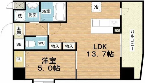 スプランディッド中之島WEST【7階】の間取り