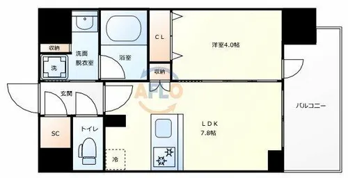 エスライズ難波Ⅲ【8階】の間取り