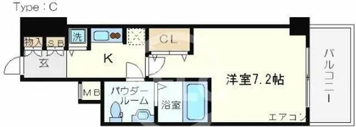 レジュールアッシュ難波リュクス【6階】の間取り