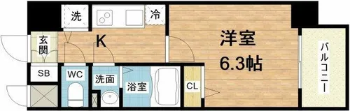 エスリードレジデンス大阪福島【11階】の間取り