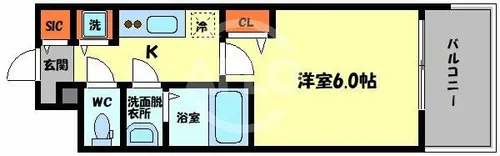 プレサンス玉造駅前【6階】の間取り