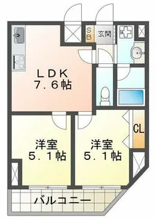 ロイヤルヒル神戸三ノ宮Ⅱ【10階】の間取り