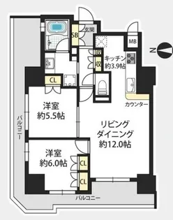 プレミスト南船場【5階】の間取り