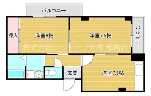 大阪府大阪市旭区中宮2丁目【マンション】の間取り