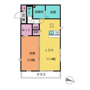 ココット【102号室】の間取り