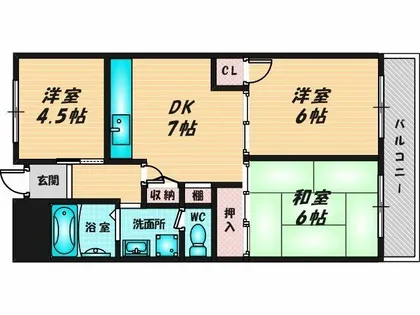 パークサイドハイツ野村【2階】の間取り