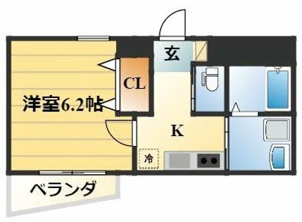 WEST桂川【6B号室】の間取り