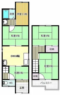 大阪府柏原市田辺2丁目【一戸建】の間取り