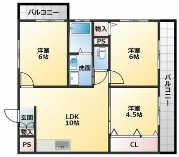 ベルドミール天美【2階】の間取り