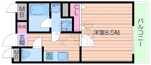 Genefort田辺【2階】の間取り