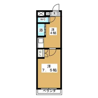 アイルーム一ツ木Ⅰ【2階】の間取り