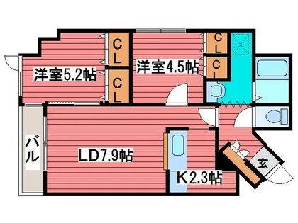 ペルドゥエープス美園【801号室】の間取り