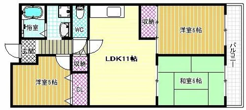 松原小川園ローレルコート【4階】の間取り